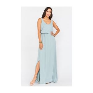 Show Me Your Mumu Kendall Maxi Dress with Long Lining Silver Sage XS
